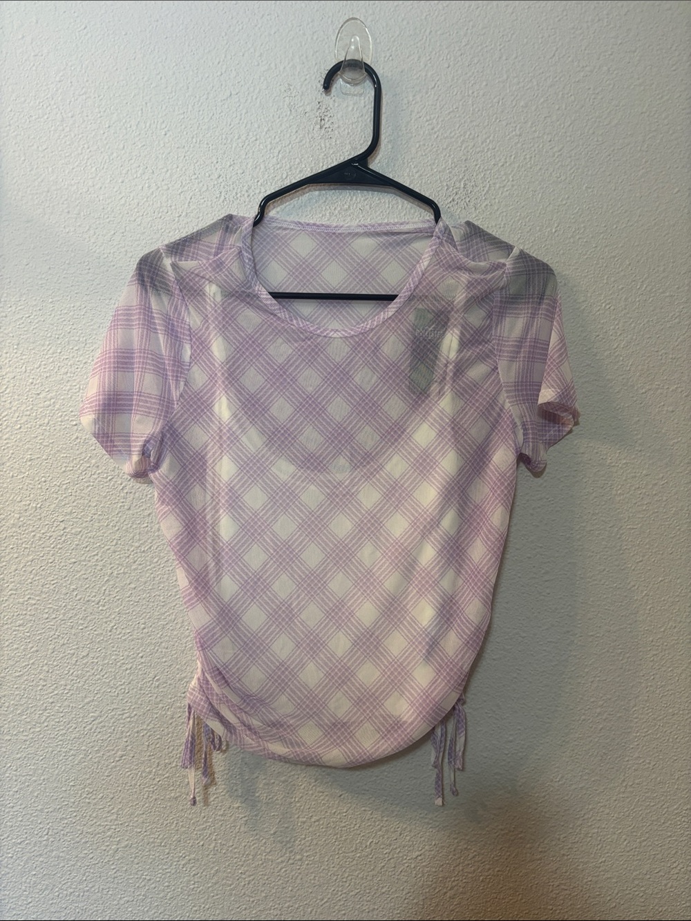 NWT Hollister Lavender Plaid Short-Sleeve Women’s Top